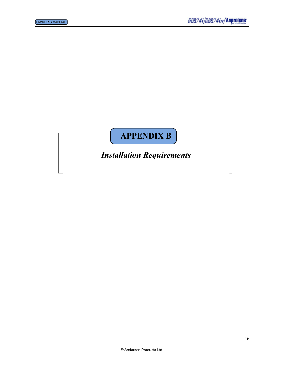 Appendix b installation requirements | Andersen Windows & Doors AN74I User Manual | Page 46 / 85