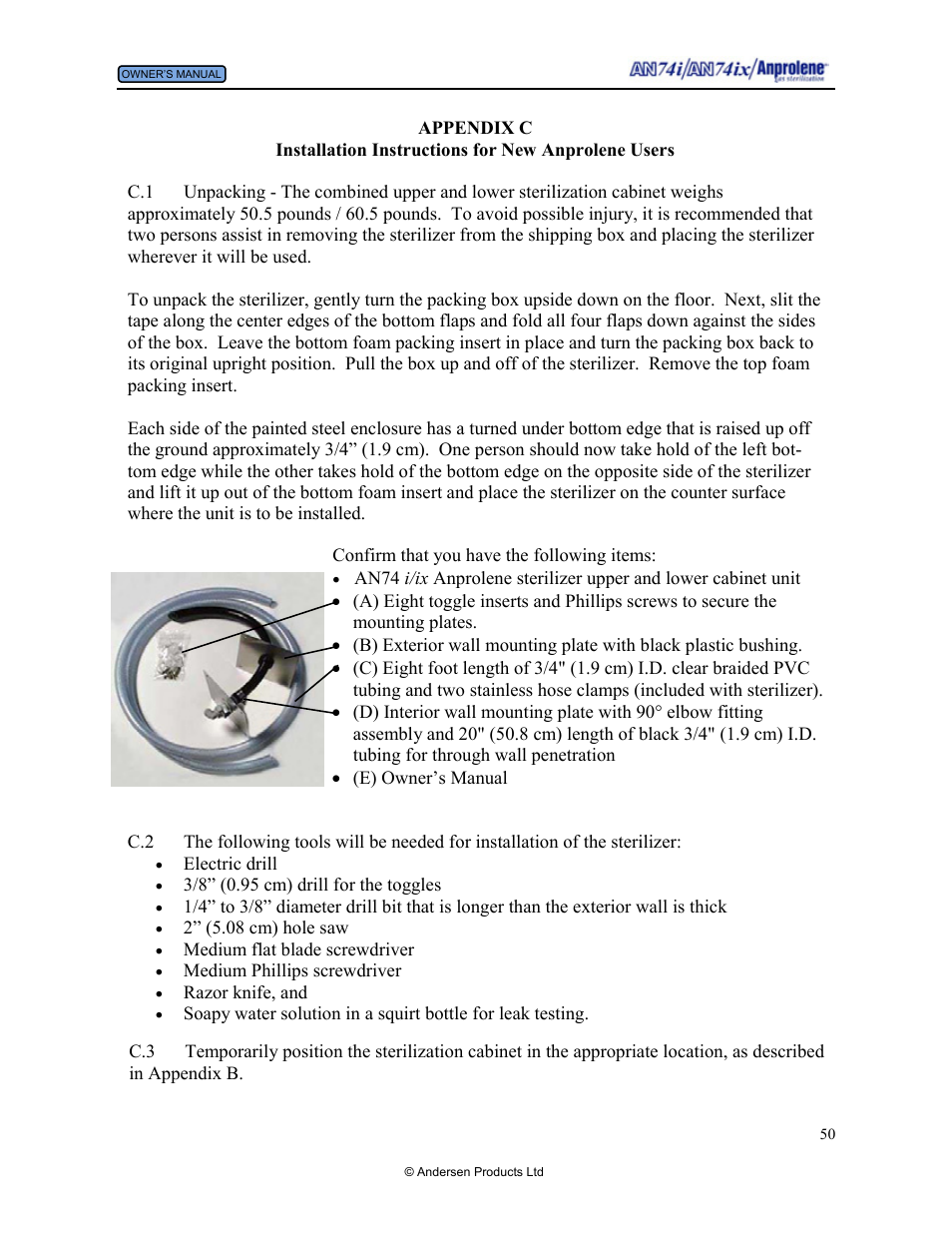 Installation - new users | Andersen Windows & Doors AN74I User Manual | Page 50 / 85