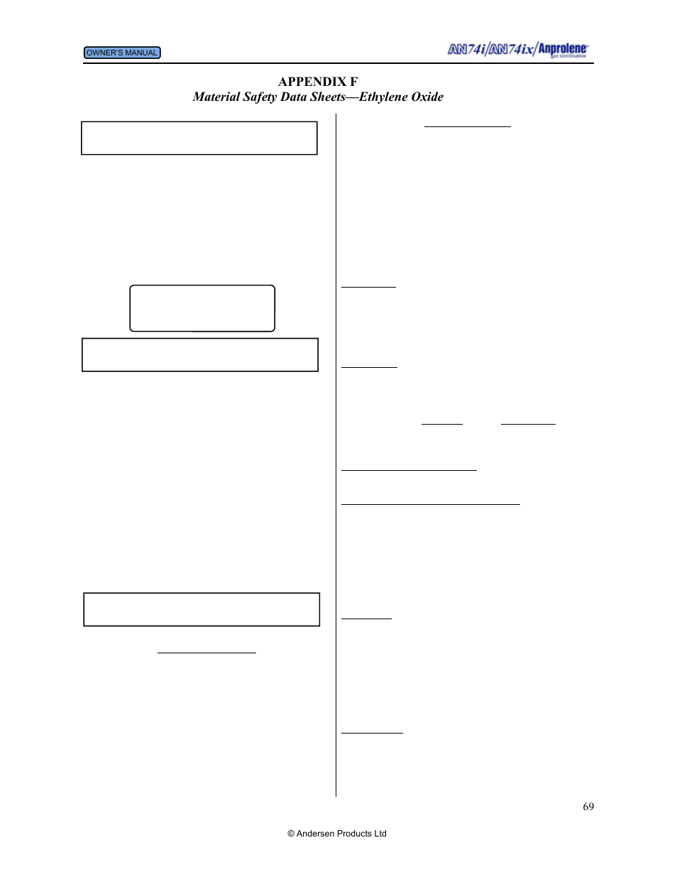 Material safety data sheets (msds) | Andersen Windows & Doors AN74I User Manual | Page 69 / 85
