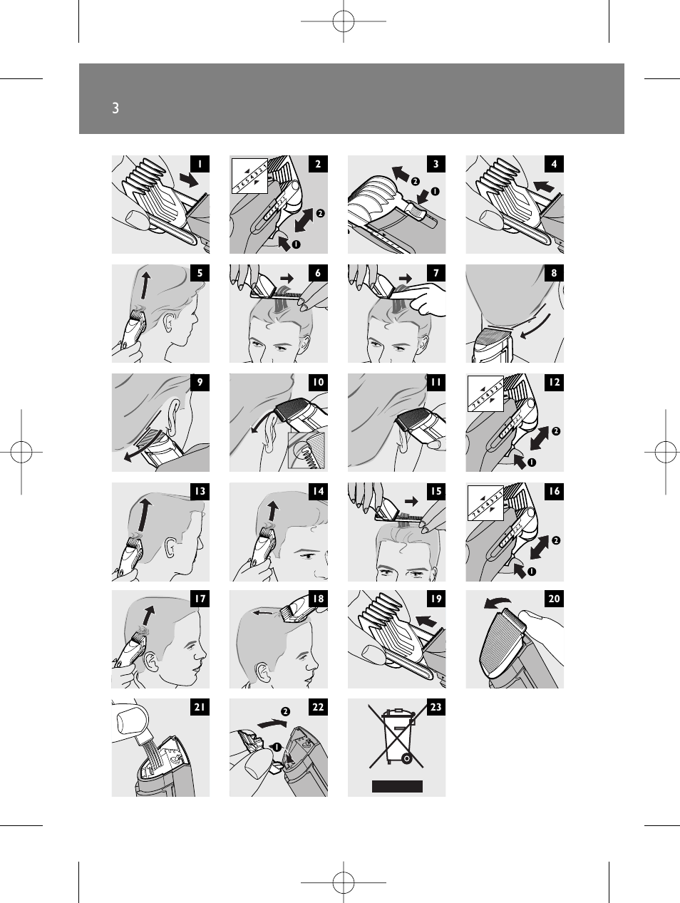 Philips HAIRCLIPPER Series 1000 Cortapelos User Manual | Page 3 / 86