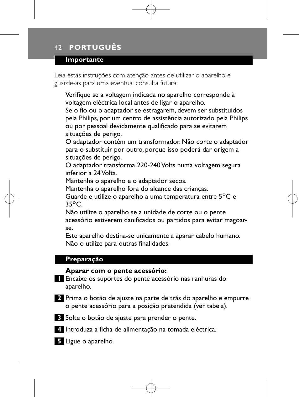 Philips HAIRCLIPPER Series 1000 Cortapelos User Manual | Page 42 / 86