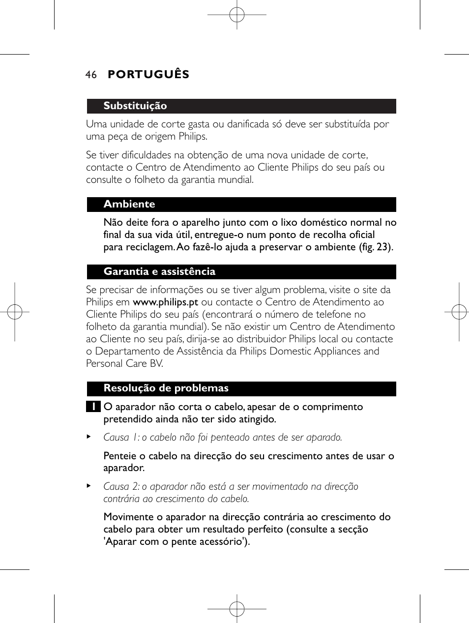 Philips HAIRCLIPPER Series 1000 Cortapelos User Manual | Page 46 / 86