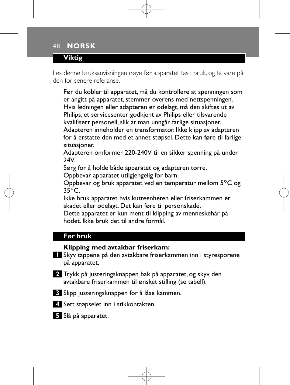 Philips HAIRCLIPPER Series 1000 Cortapelos User Manual | Page 48 / 86