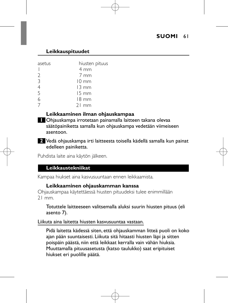 Philips HAIRCLIPPER Series 1000 Cortapelos User Manual | Page 61 / 86