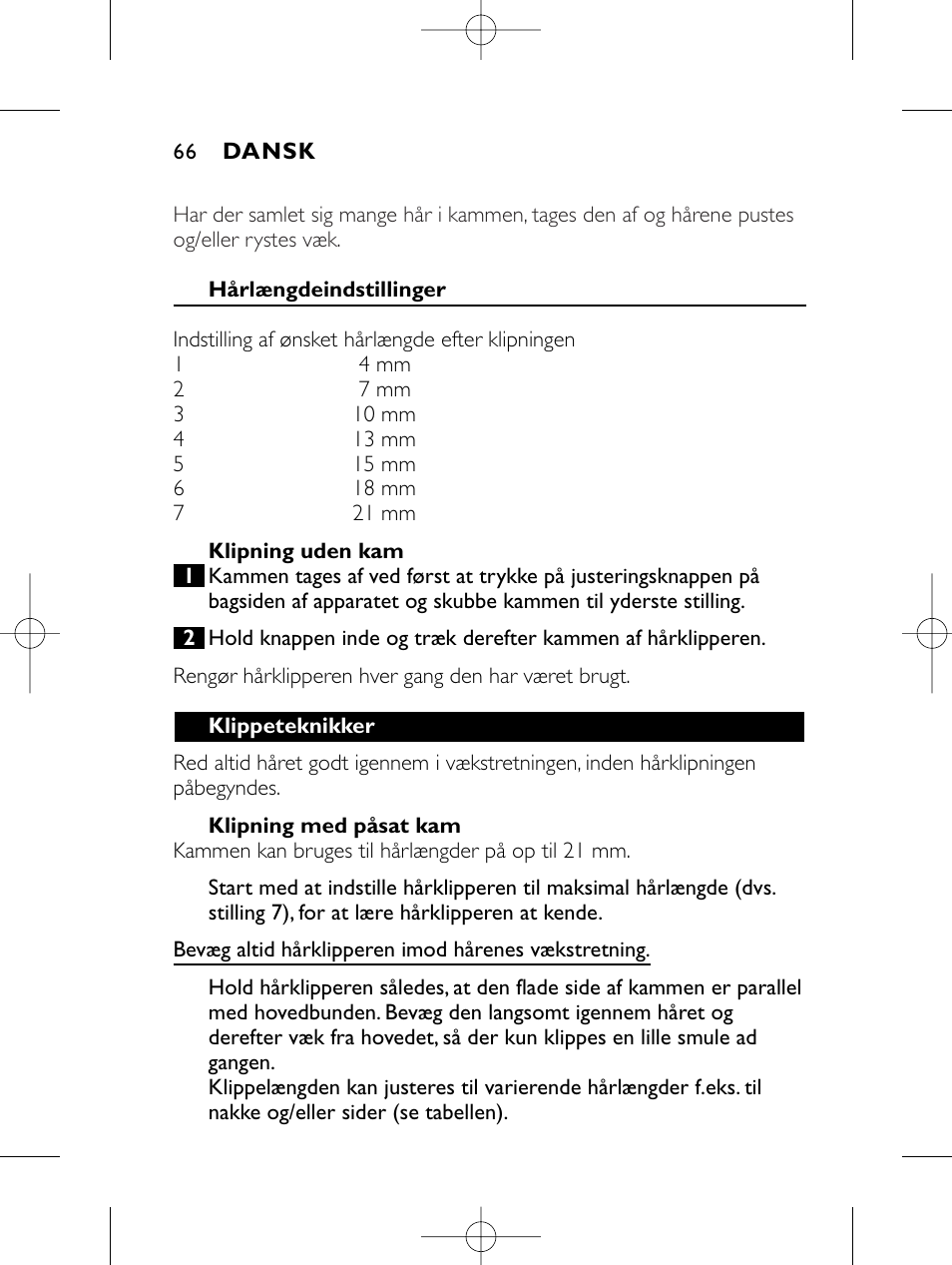 Philips HAIRCLIPPER Series 1000 Cortapelos User Manual | Page 66 / 86