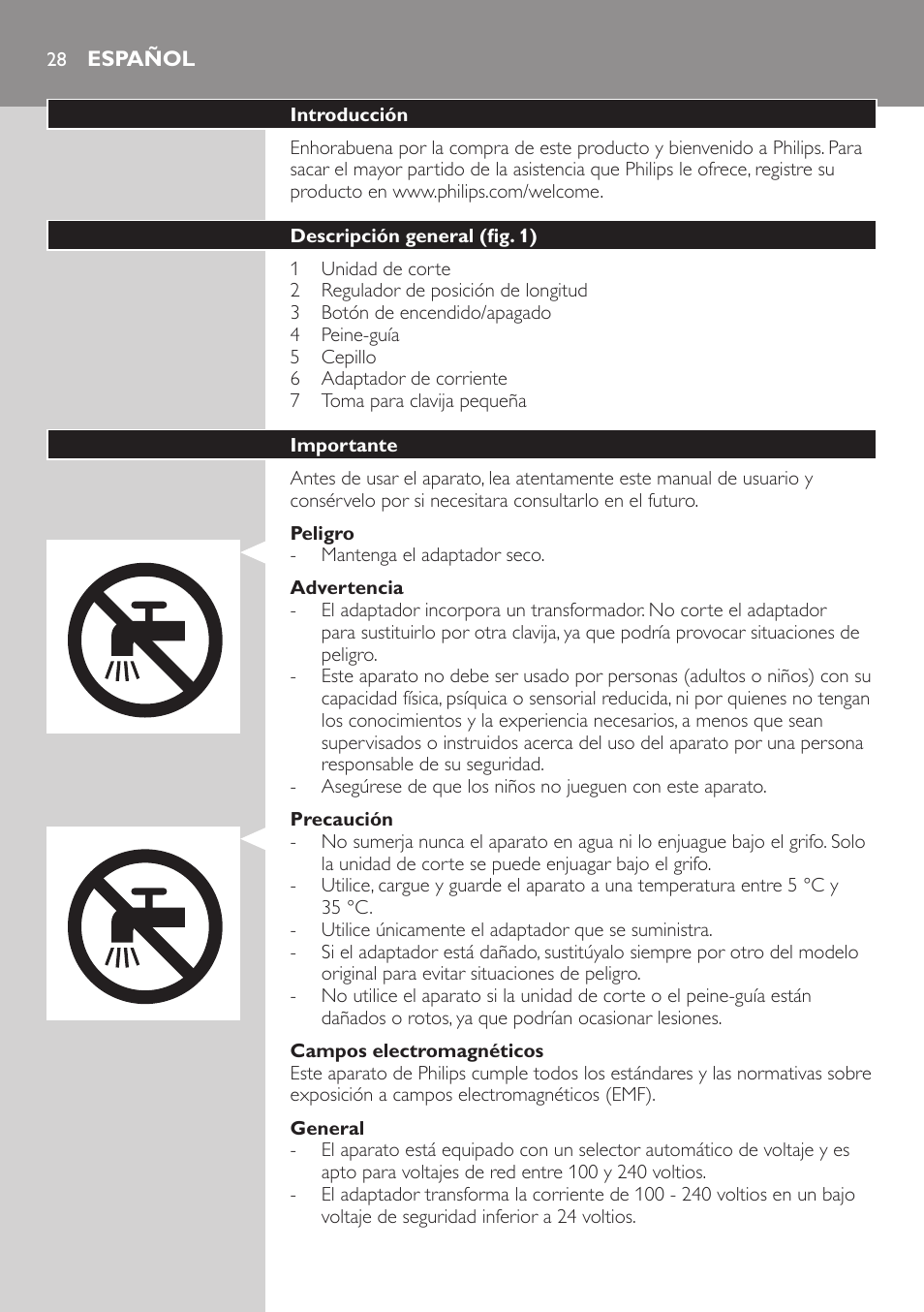 Español, Español 28 | Philips HAIRCLIPPER Series 3000 cortapelos User Manual | Page 28 / 78