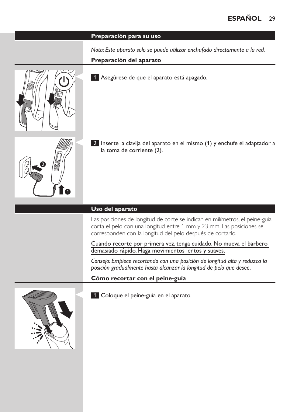 Philips HAIRCLIPPER Series 3000 cortapelos User Manual | Page 29 / 78