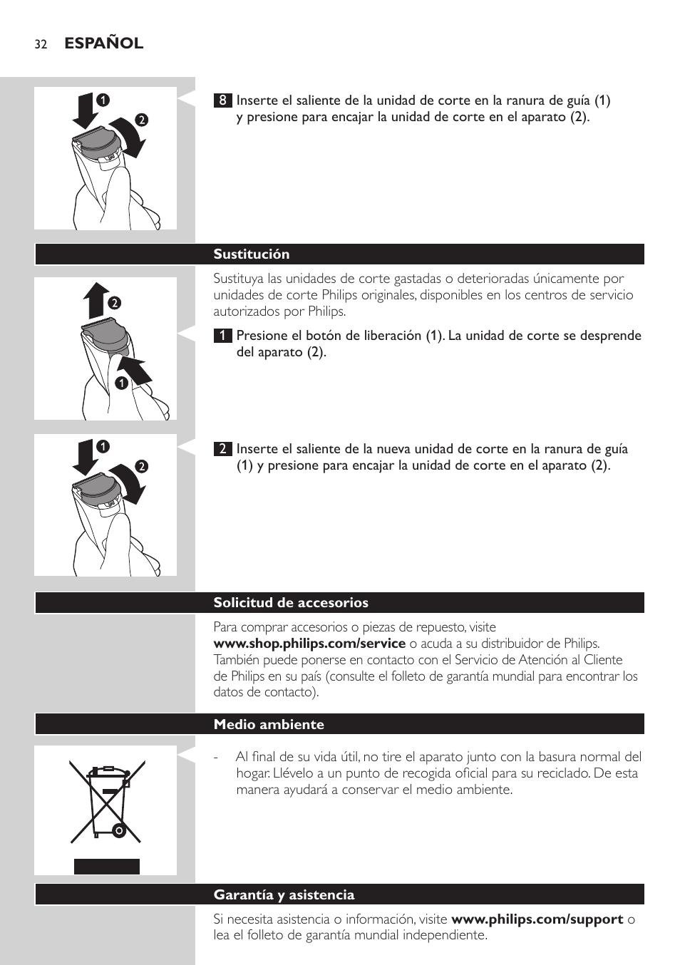 Philips HAIRCLIPPER Series 3000 cortapelos User Manual | Page 32 / 78