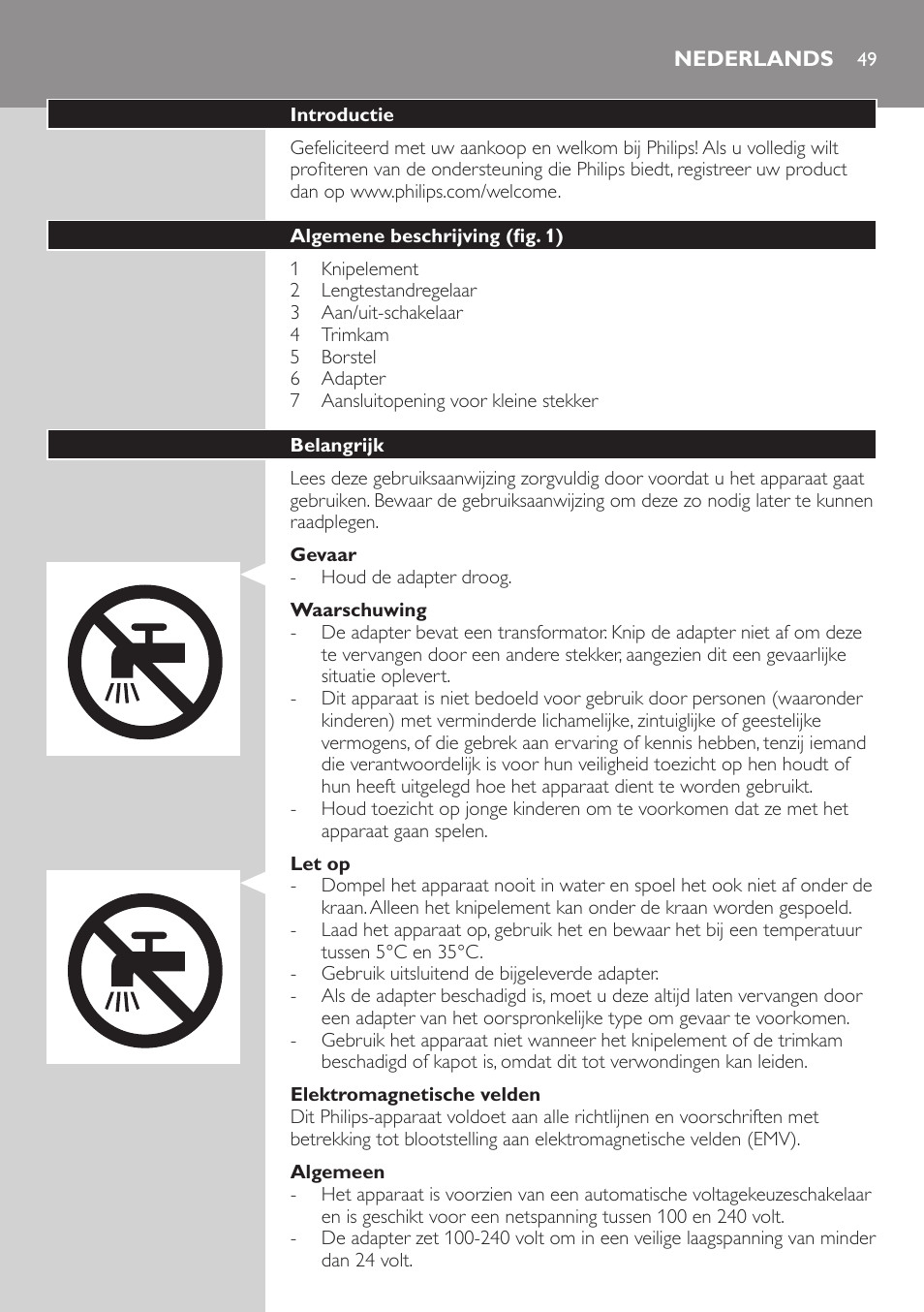 Nederlands, Nederlands 49 | Philips HAIRCLIPPER Series 3000 cortapelos User Manual | Page 49 / 78