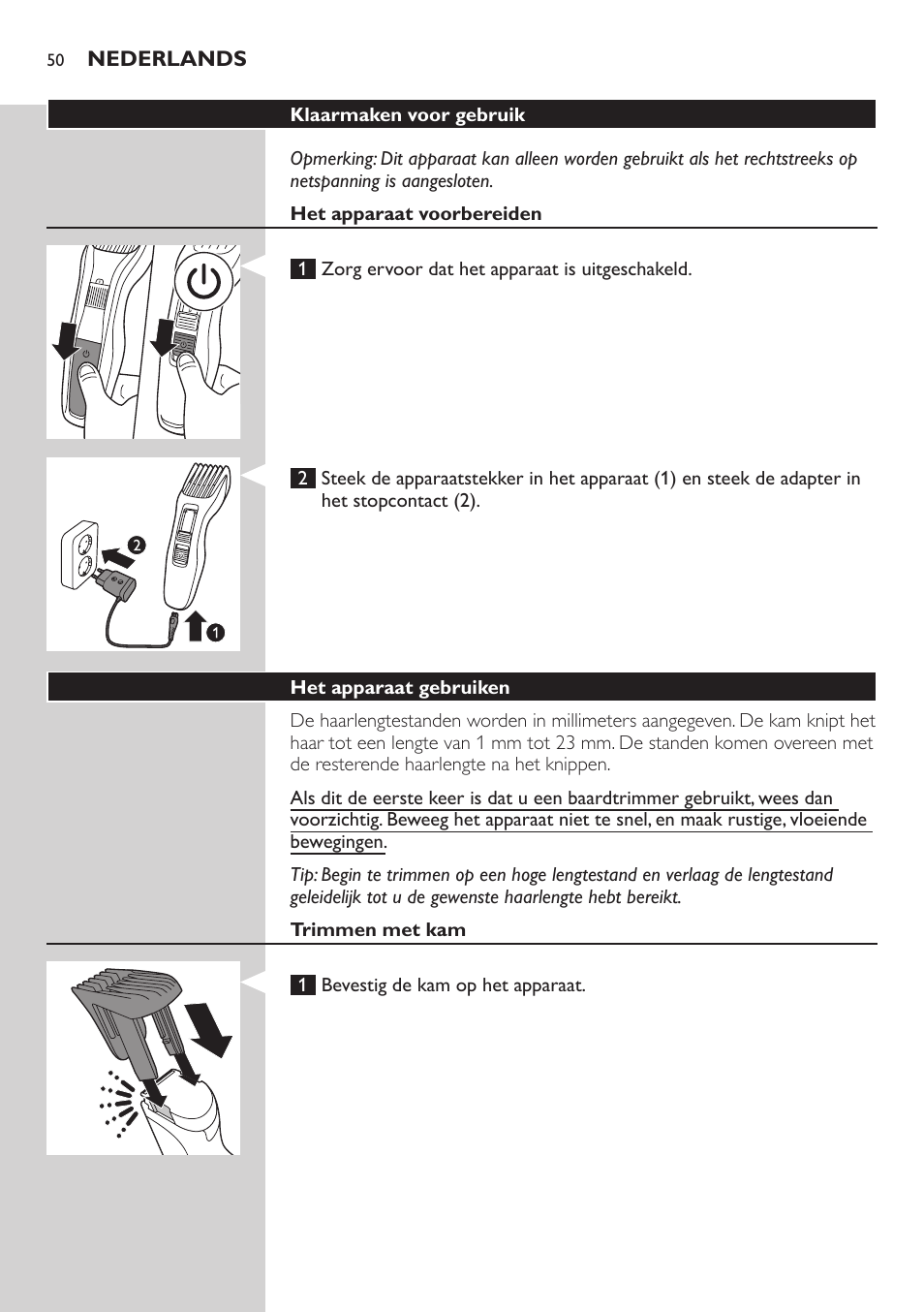 Philips HAIRCLIPPER Series 3000 cortapelos User Manual | Page 50 / 78