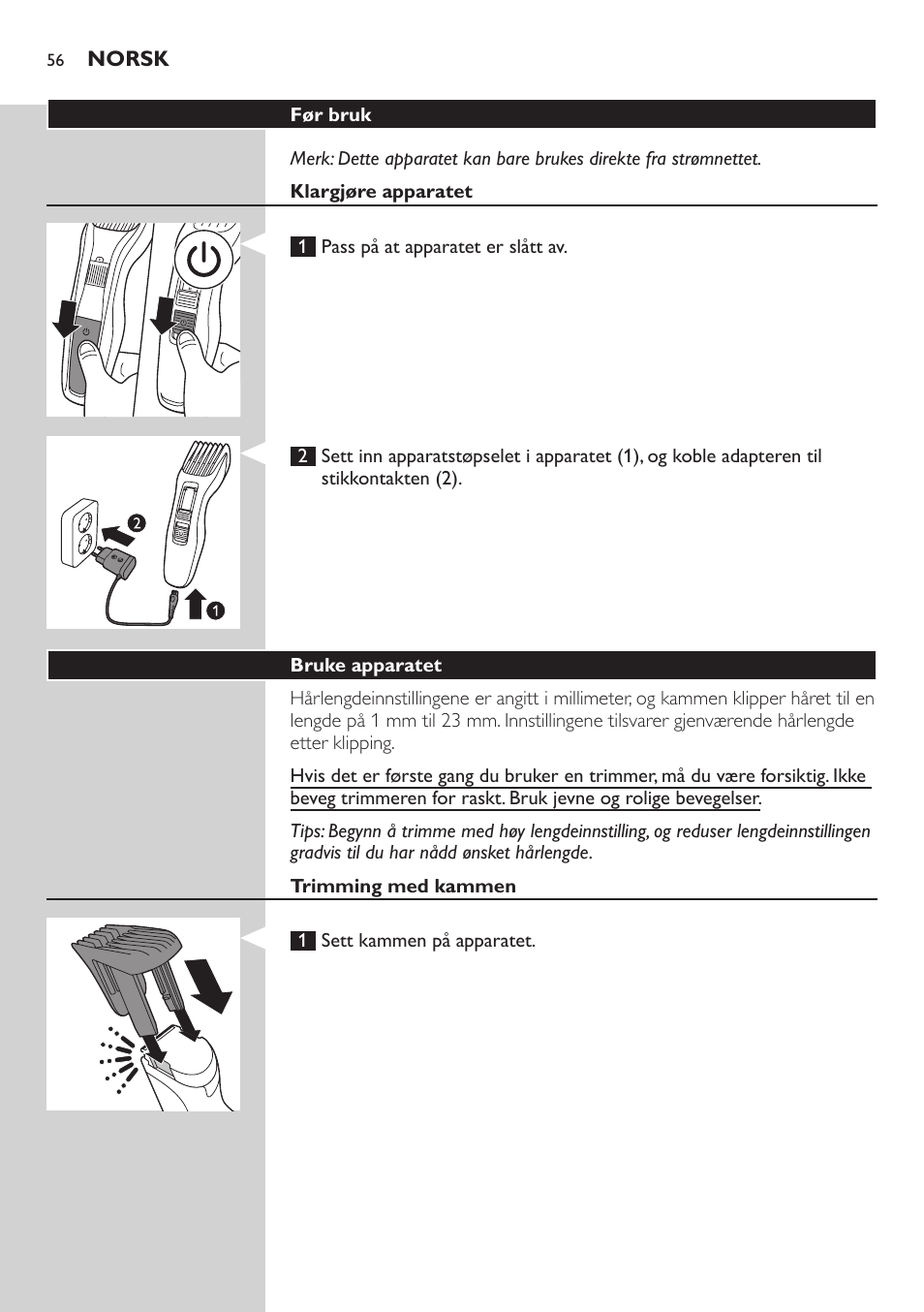 Philips HAIRCLIPPER Series 3000 cortapelos User Manual | Page 56 / 78