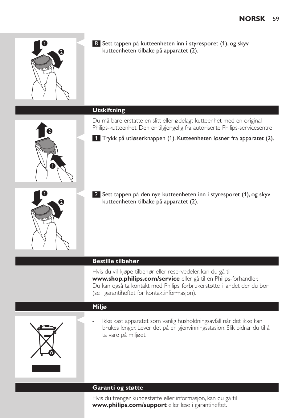 Philips HAIRCLIPPER Series 3000 cortapelos User Manual | Page 59 / 78