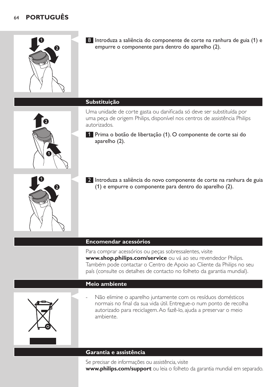 Philips HAIRCLIPPER Series 3000 cortapelos User Manual | Page 64 / 78