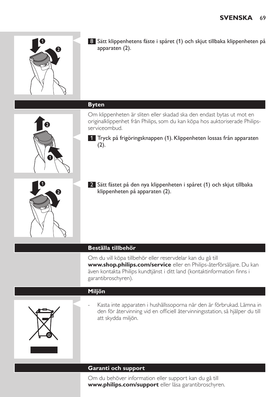 Philips HAIRCLIPPER Series 3000 cortapelos User Manual | Page 69 / 78