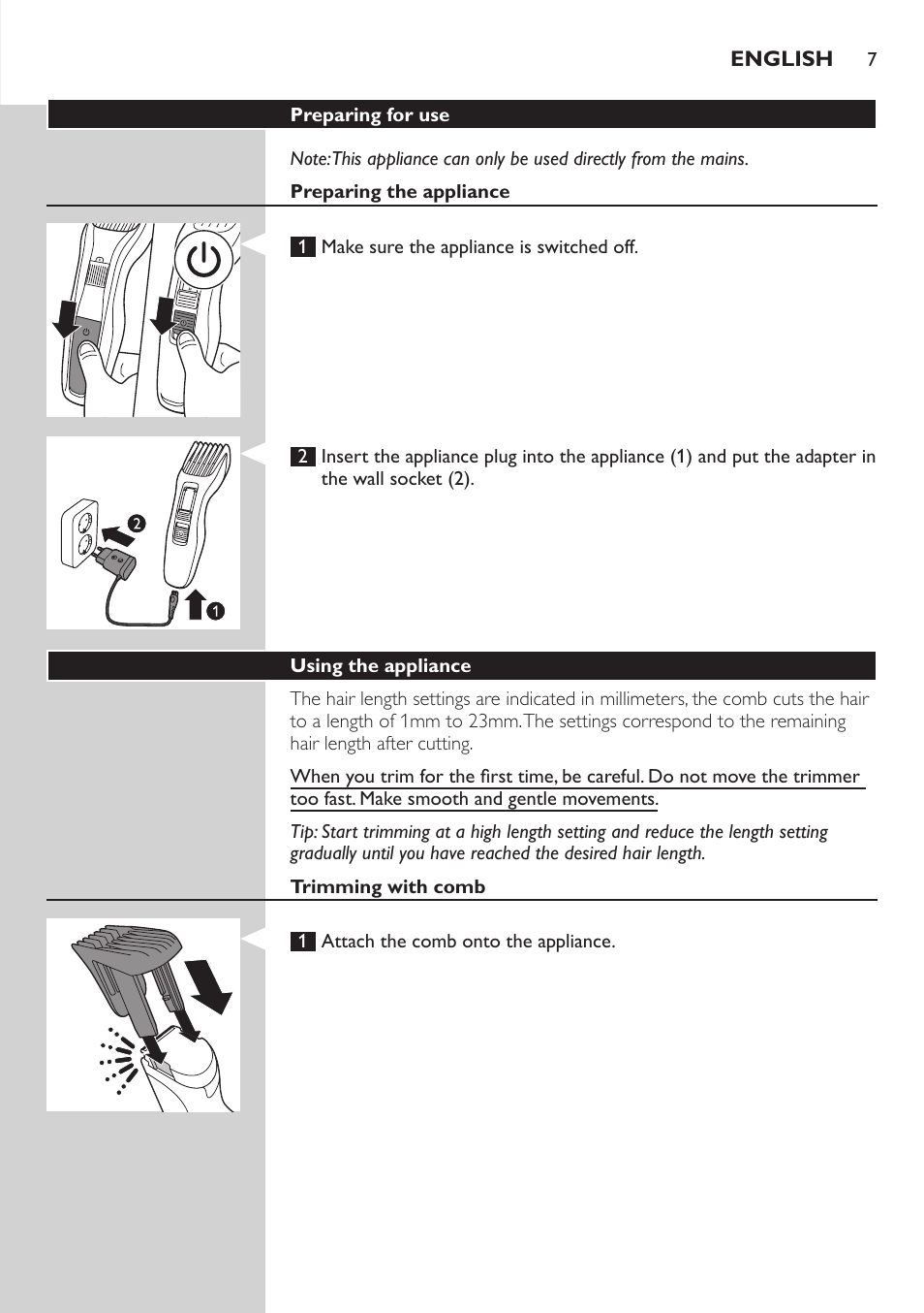 Philips HAIRCLIPPER Series 3000 cortapelos User Manual | Page 7 / 78