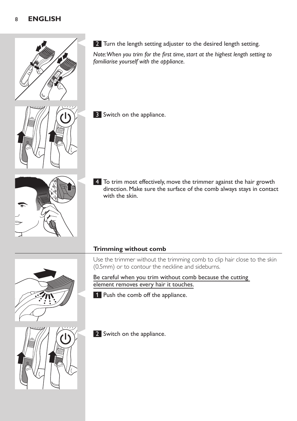 Philips HAIRCLIPPER Series 3000 cortapelos User Manual | Page 8 / 78