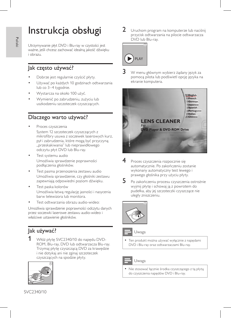 Instrukcja obsługi, Jak często używać, Dlaczego warto używać | Jak używać | Philips Limpiador de lentes User Manual | Page 12 / 15