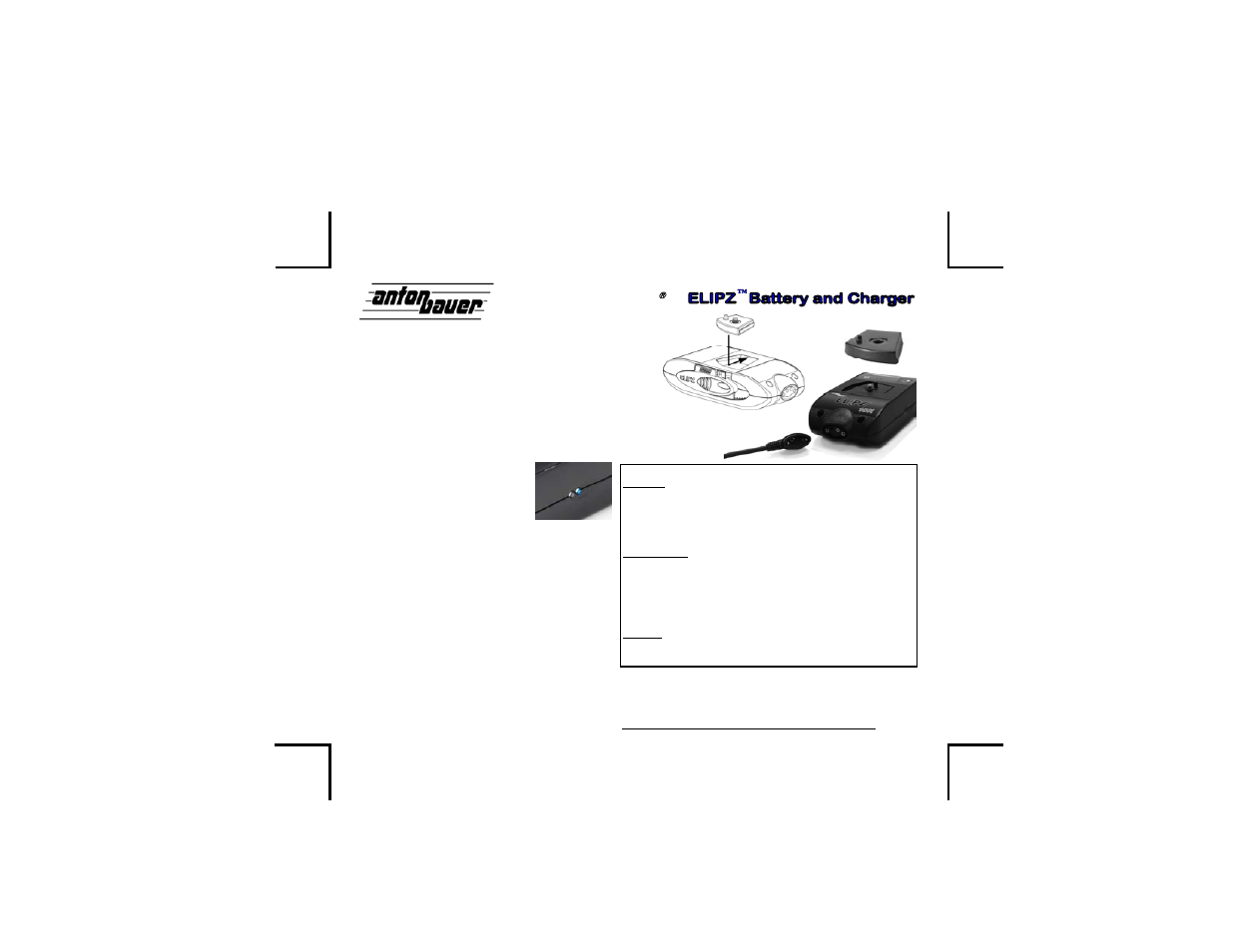 Anton/Bauer ElipZ 10K User Manual | 2 pages