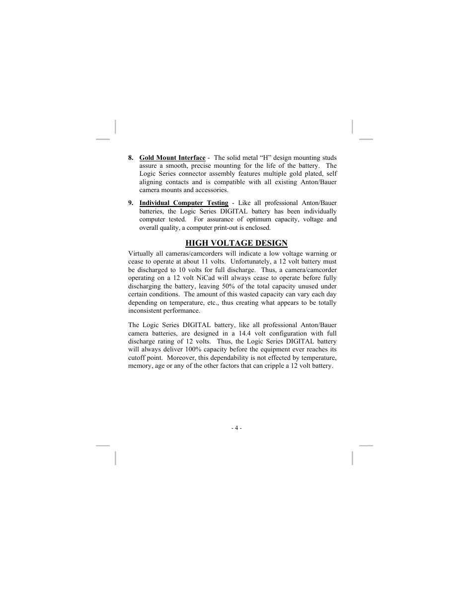 Anton/Bauer LOGIC Series User Manual | Page 8 / 23