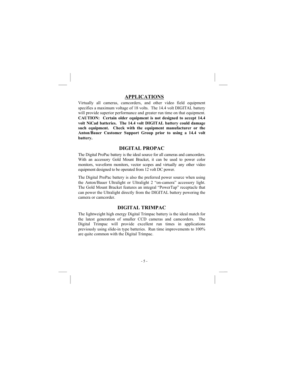 Anton/Bauer LOGIC Series User Manual | Page 9 / 23