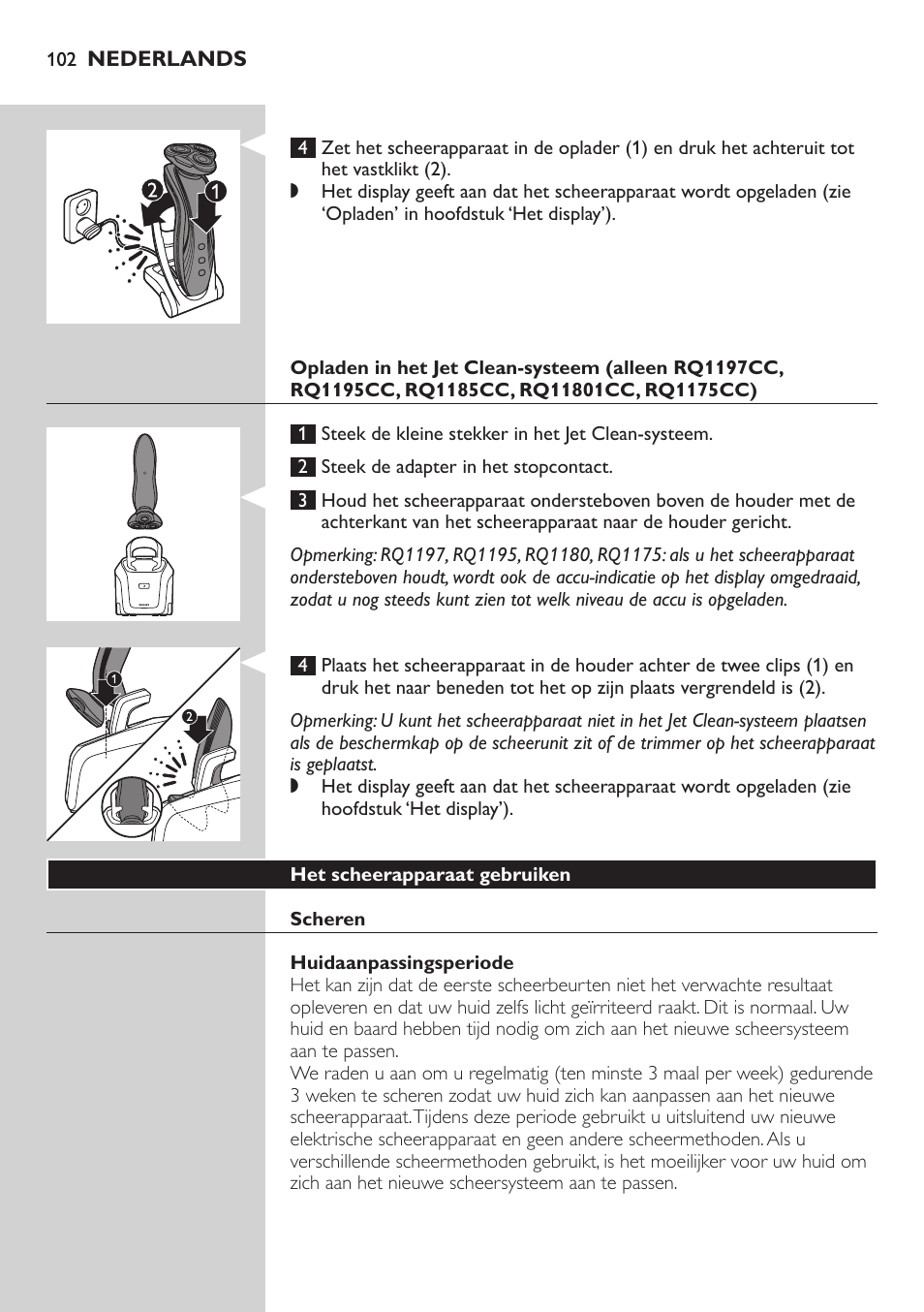 Philips SHAVER Series 7000 SensoTouch afeitadora eléctrica en húmedo y seco User Manual | Page 102 / 304