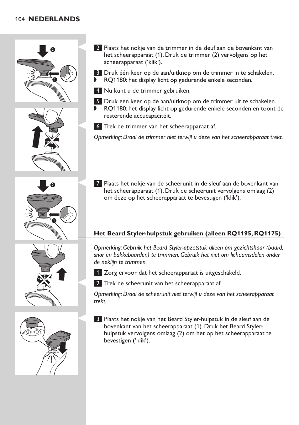 Philips SHAVER Series 7000 SensoTouch afeitadora eléctrica en húmedo y seco User Manual | Page 104 / 304