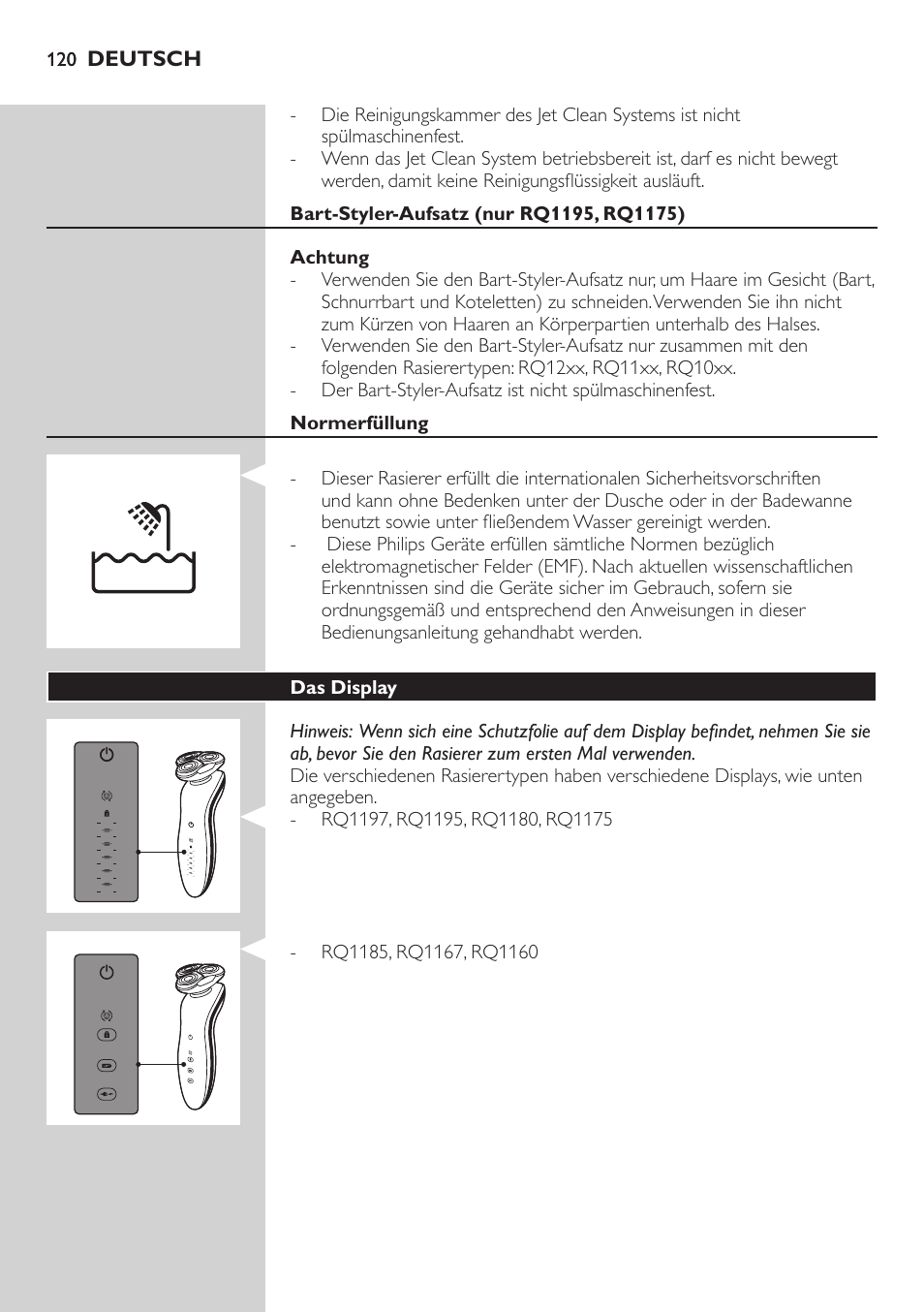 Philips SHAVER Series 7000 SensoTouch afeitadora eléctrica en húmedo y seco User Manual | Page 120 / 304