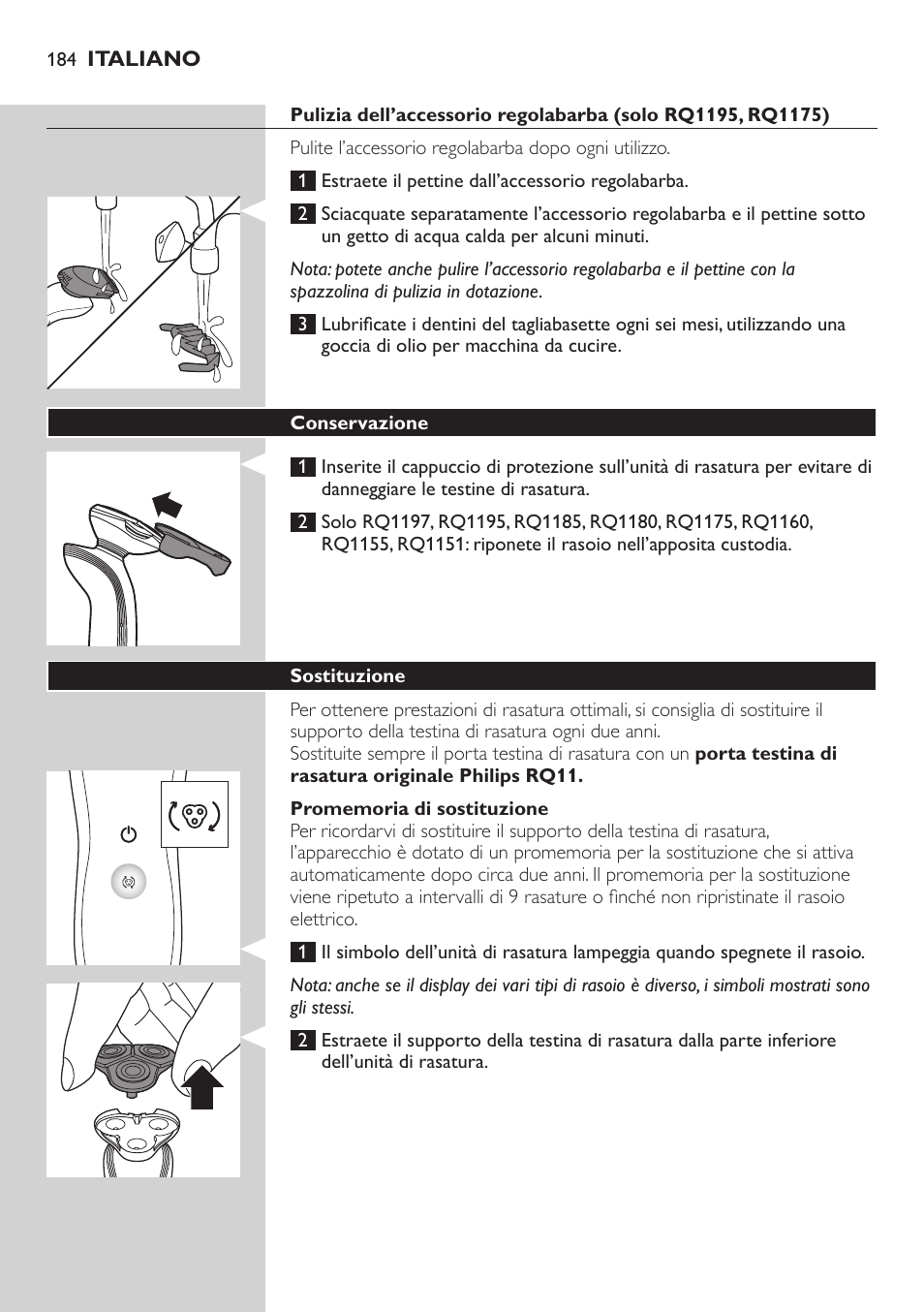 Philips SHAVER Series 7000 SensoTouch afeitadora eléctrica en húmedo y seco User Manual | Page 184 / 304