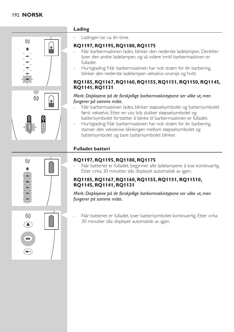 Philips SHAVER Series 7000 SensoTouch afeitadora eléctrica en húmedo y seco User Manual | Page 192 / 304