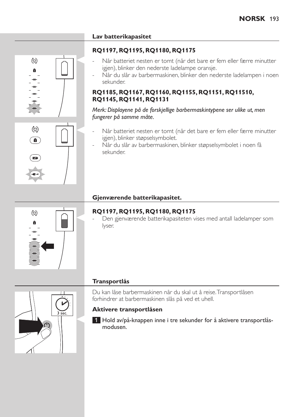 Philips SHAVER Series 7000 SensoTouch afeitadora eléctrica en húmedo y seco User Manual | Page 193 / 304