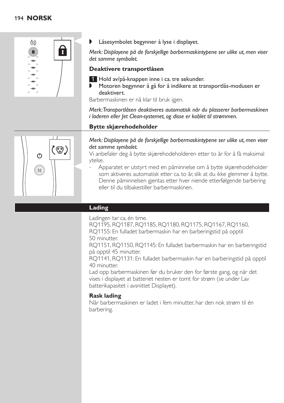 Philips SHAVER Series 7000 SensoTouch afeitadora eléctrica en húmedo y seco User Manual | Page 194 / 304