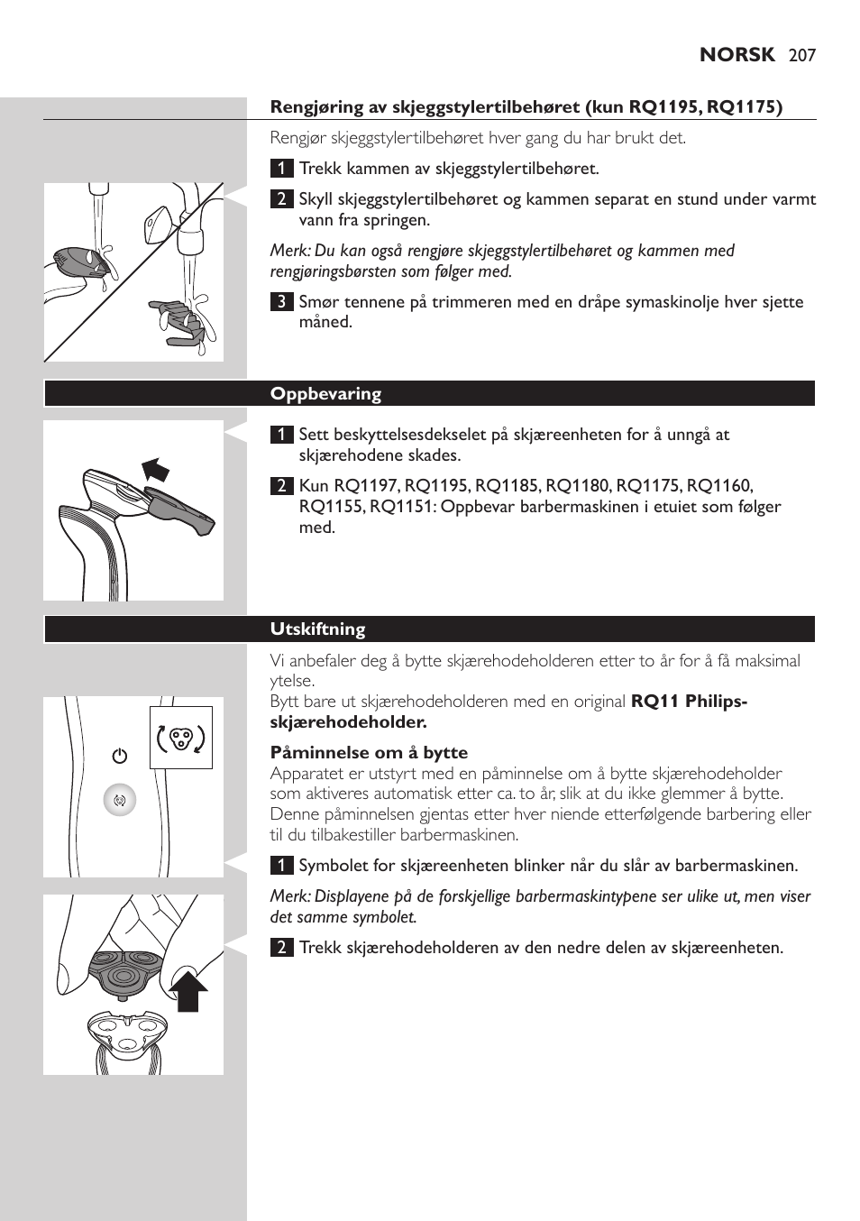 Philips SHAVER Series 7000 SensoTouch afeitadora eléctrica en húmedo y seco User Manual | Page 207 / 304