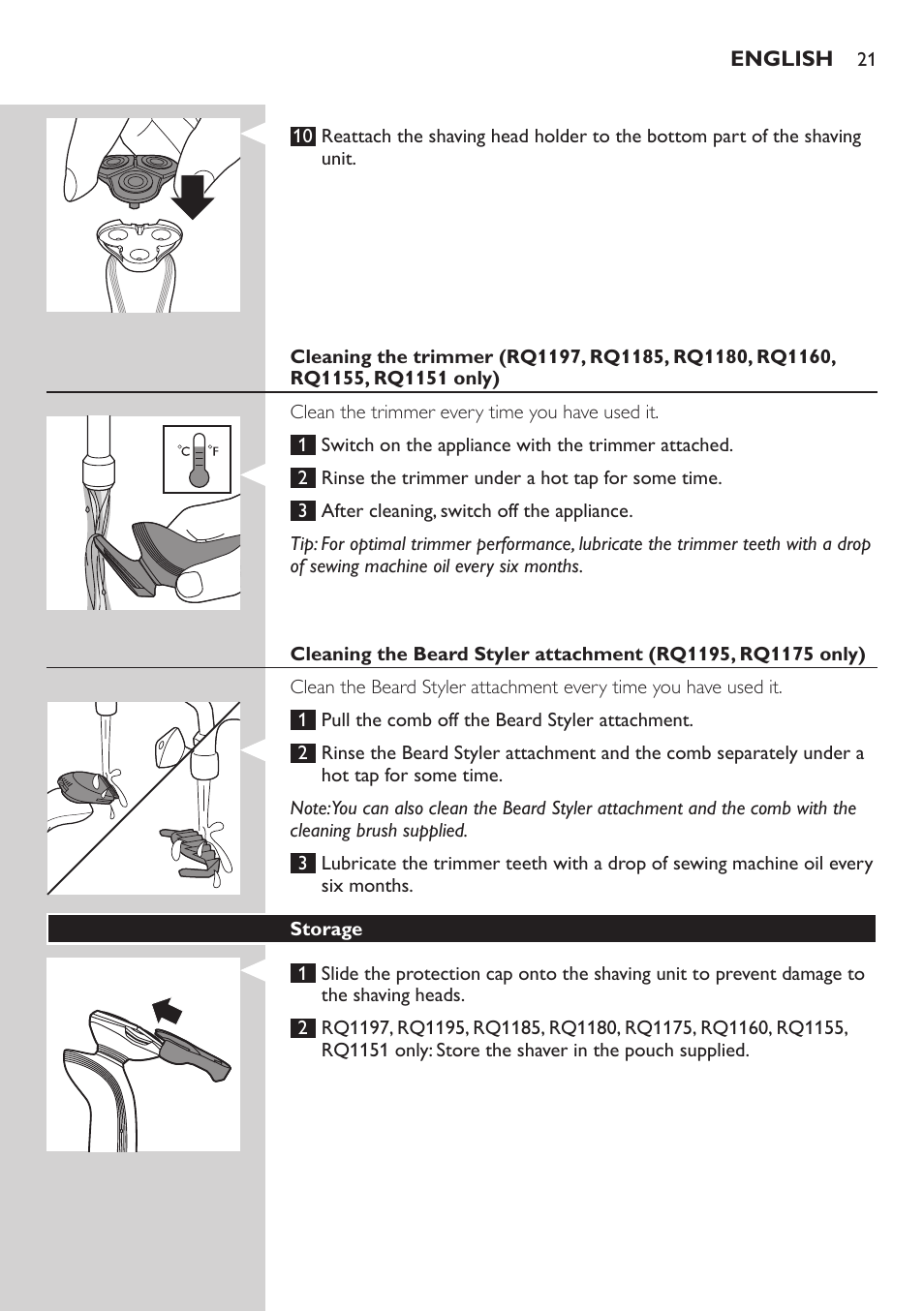 Philips SHAVER Series 7000 SensoTouch afeitadora eléctrica en húmedo y seco User Manual | Page 21 / 304