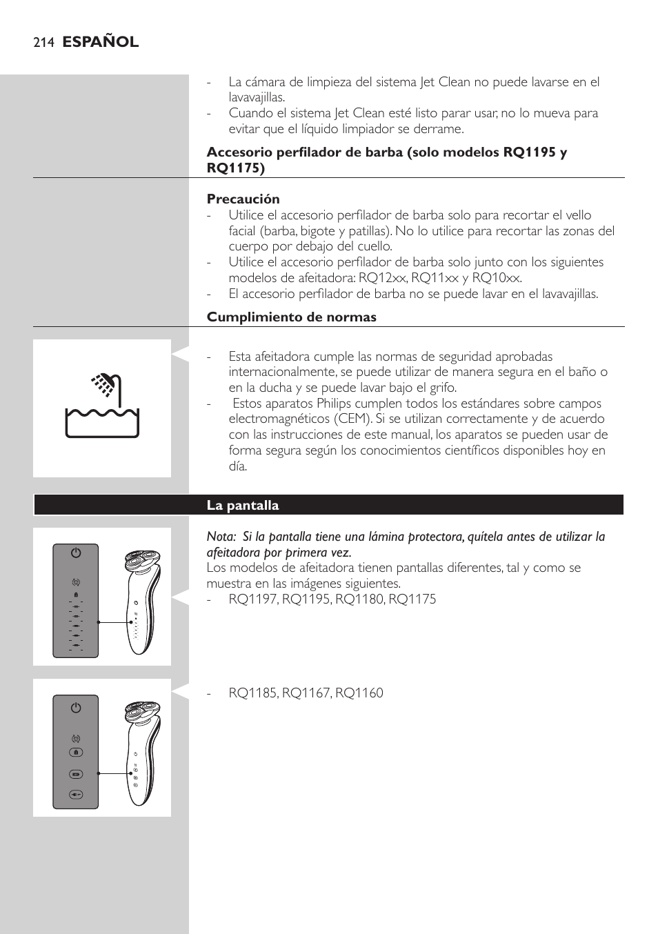 Philips SHAVER Series 7000 SensoTouch afeitadora eléctrica en húmedo y seco User Manual | Page 214 / 304