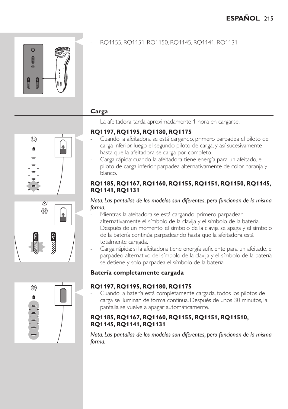 Philips SHAVER Series 7000 SensoTouch afeitadora eléctrica en húmedo y seco User Manual | Page 215 / 304