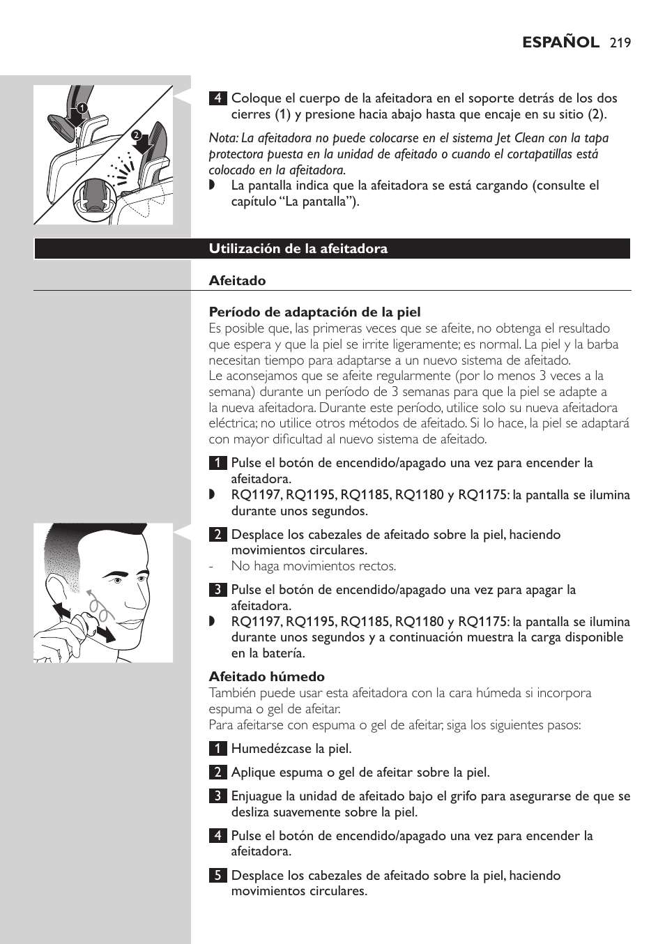 Philips SHAVER Series 7000 SensoTouch afeitadora eléctrica en húmedo y seco User Manual | Page 219 / 304