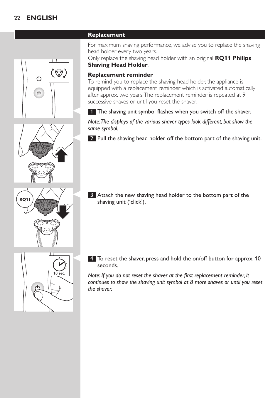 Philips SHAVER Series 7000 SensoTouch afeitadora eléctrica en húmedo y seco User Manual | Page 22 / 304