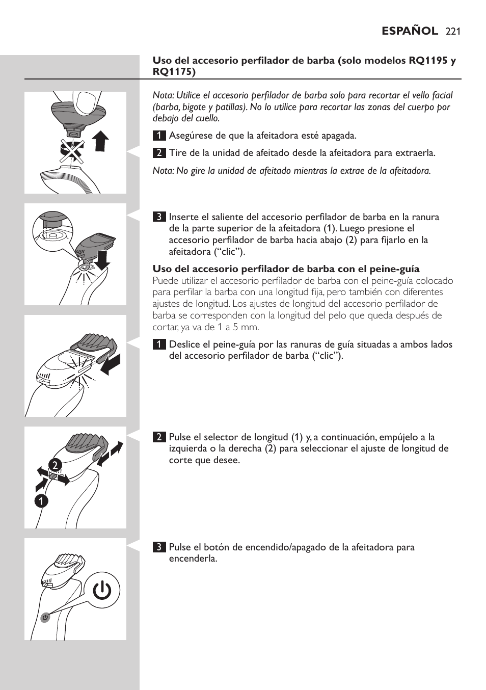 Philips SHAVER Series 7000 SensoTouch afeitadora eléctrica en húmedo y seco User Manual | Page 221 / 304