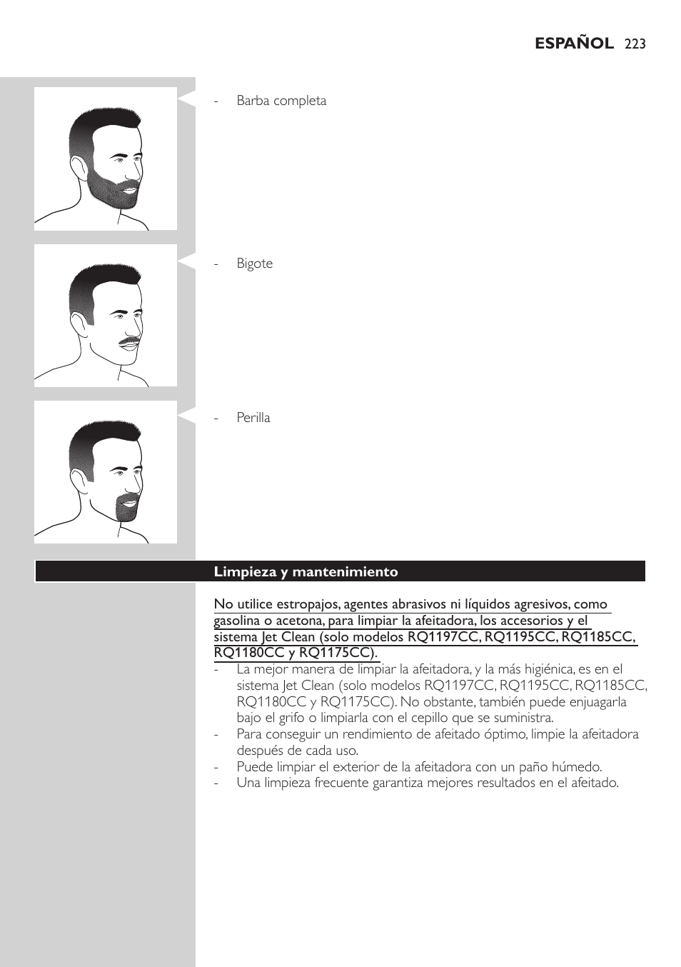 Philips SHAVER Series 7000 SensoTouch afeitadora eléctrica en húmedo y seco User Manual | Page 223 / 304