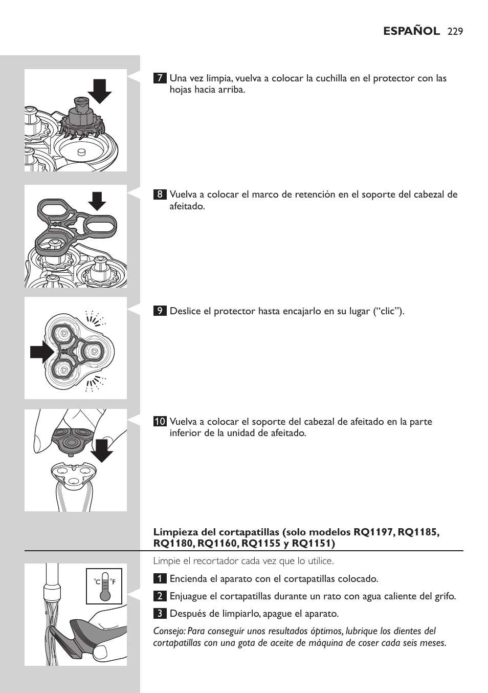 Philips SHAVER Series 7000 SensoTouch afeitadora eléctrica en húmedo y seco User Manual | Page 229 / 304