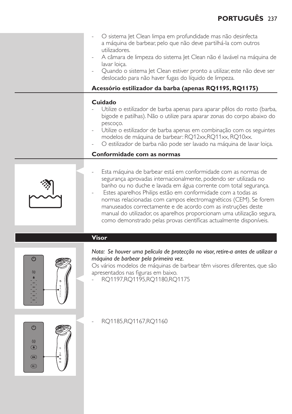 Philips SHAVER Series 7000 SensoTouch afeitadora eléctrica en húmedo y seco User Manual | Page 237 / 304