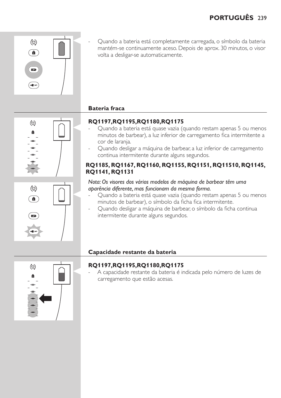 Philips SHAVER Series 7000 SensoTouch afeitadora eléctrica en húmedo y seco User Manual | Page 239 / 304