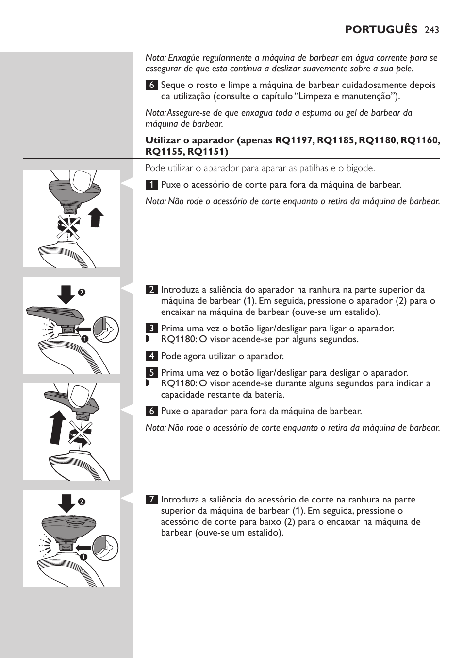 Philips SHAVER Series 7000 SensoTouch afeitadora eléctrica en húmedo y seco User Manual | Page 243 / 304