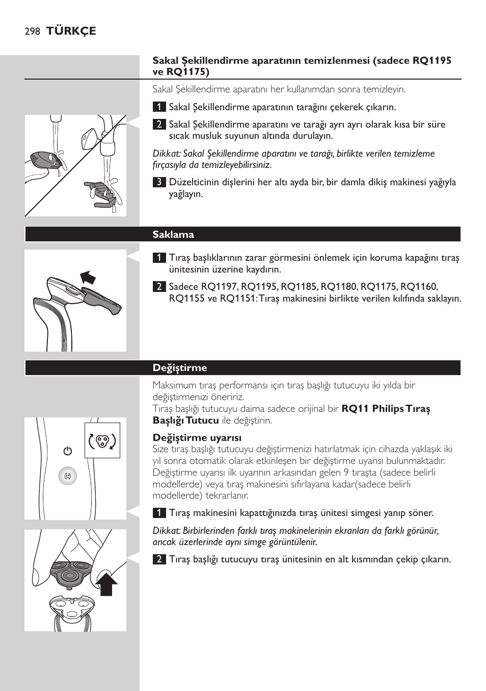 Philips SHAVER Series 7000 SensoTouch afeitadora eléctrica en húmedo y seco User Manual | Page 298 / 304