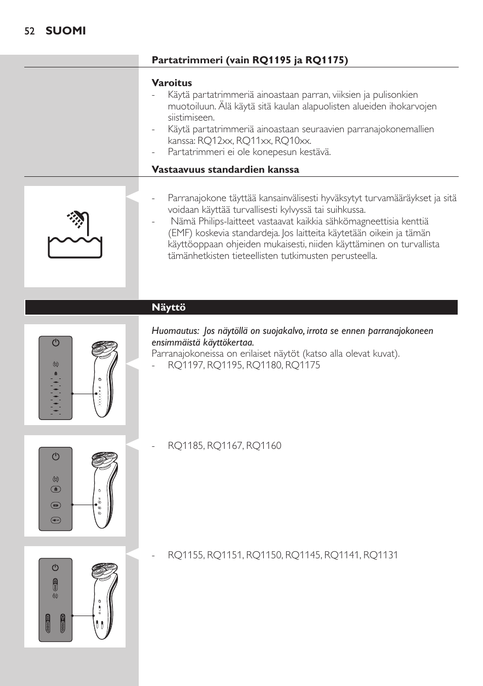 Philips SHAVER Series 7000 SensoTouch afeitadora eléctrica en húmedo y seco User Manual | Page 52 / 304