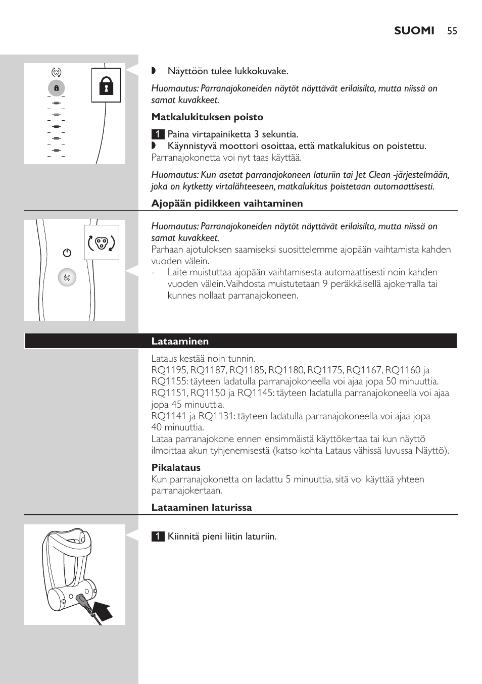 Philips SHAVER Series 7000 SensoTouch afeitadora eléctrica en húmedo y seco User Manual | Page 55 / 304