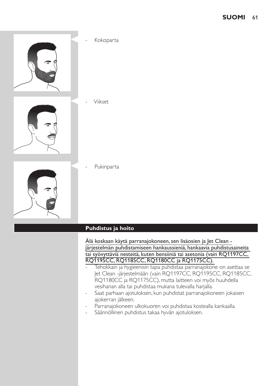 Philips SHAVER Series 7000 SensoTouch afeitadora eléctrica en húmedo y seco User Manual | Page 61 / 304