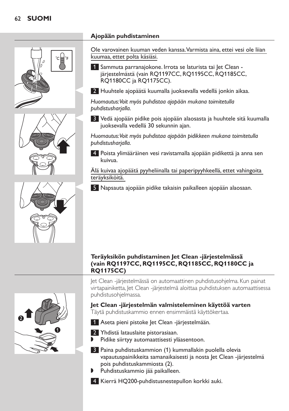 Philips SHAVER Series 7000 SensoTouch afeitadora eléctrica en húmedo y seco User Manual | Page 62 / 304