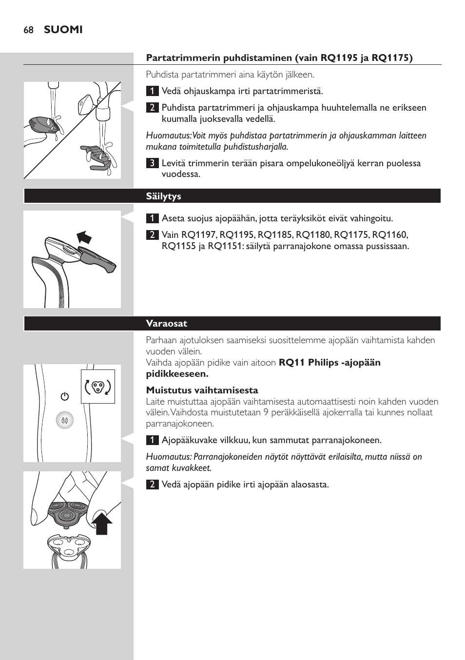 Philips SHAVER Series 7000 SensoTouch afeitadora eléctrica en húmedo y seco User Manual | Page 68 / 304