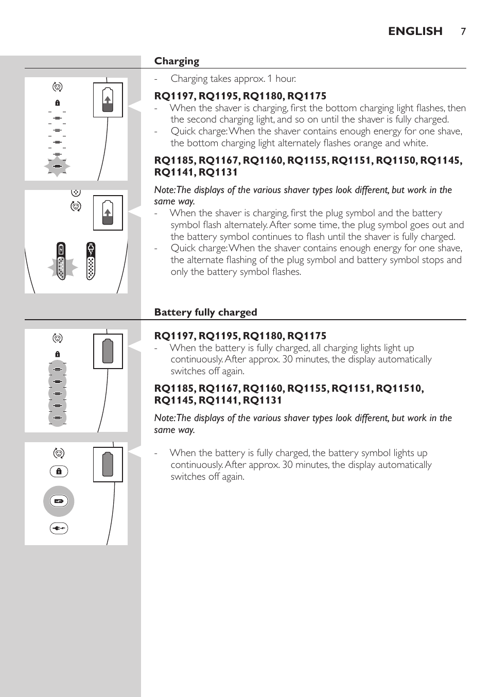 Philips SHAVER Series 7000 SensoTouch afeitadora eléctrica en húmedo y seco User Manual | Page 7 / 304